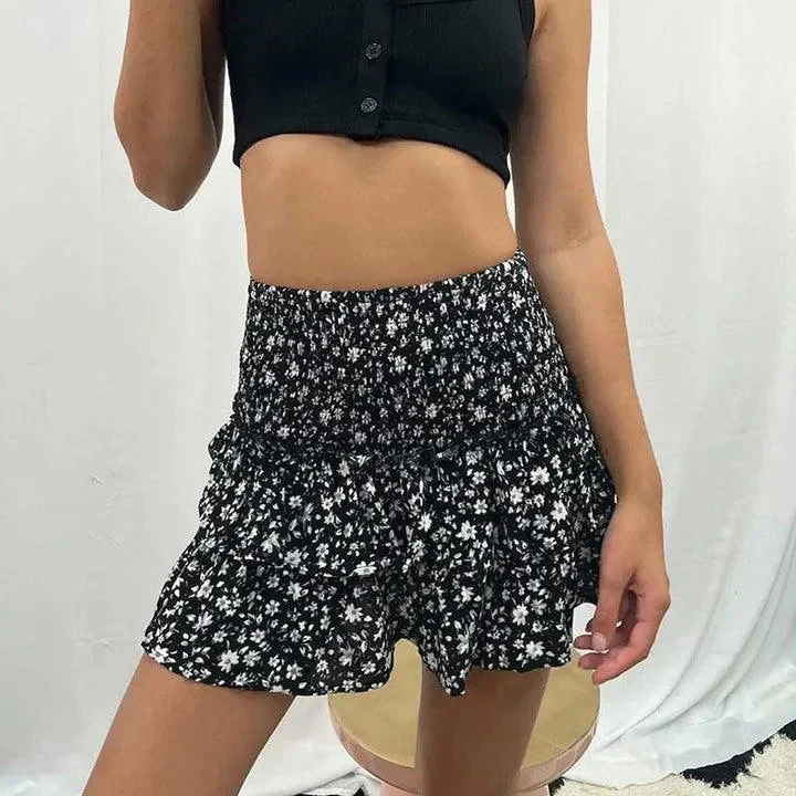 Paiton Mini Skirt | Smocked Waist with Ruffled Layers - Image 3