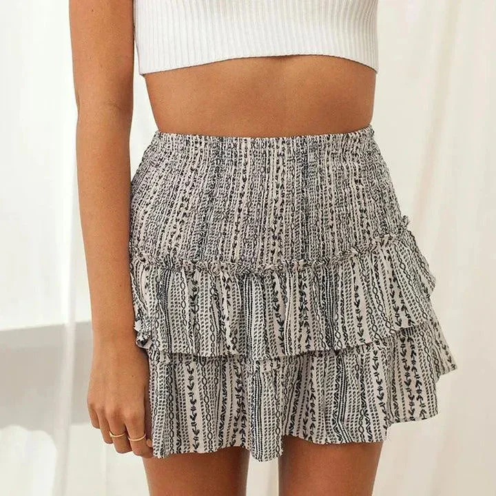 Paiton Mini Skirt | Smocked Waist with Ruffled Layers - Image 5