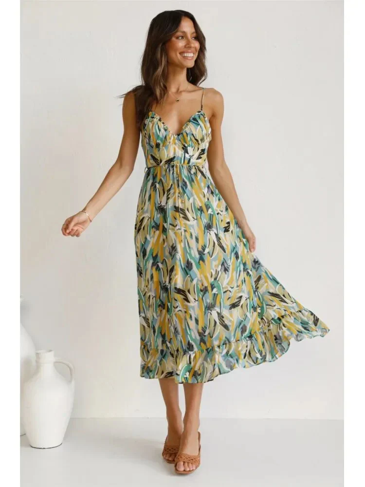 Paloma Dress | V Neck Spaghetti Strap Summer Dress - Image 3