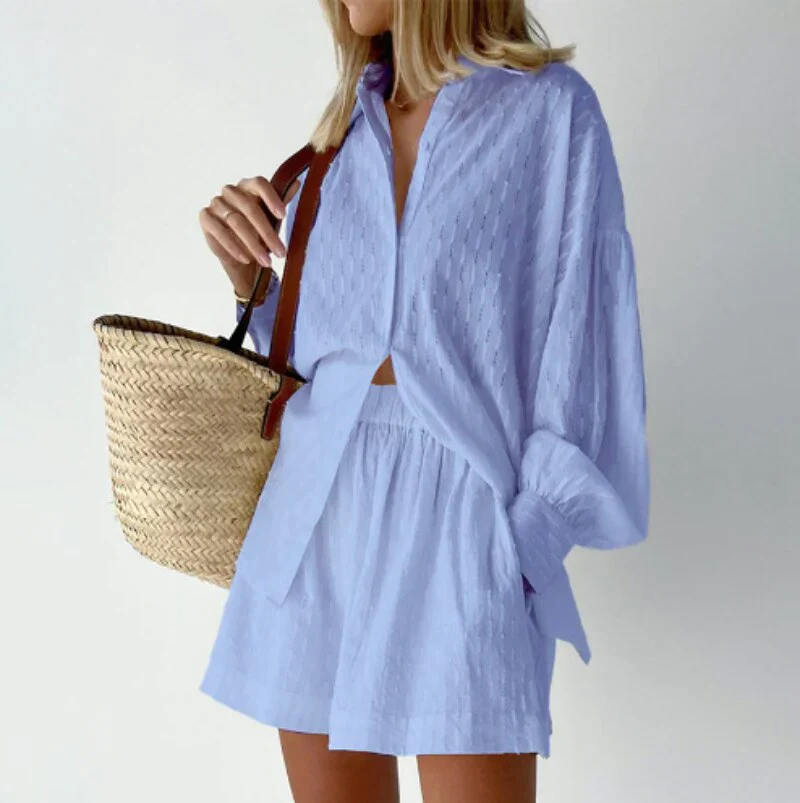 Parvati Two-Piece Set | Summer Jacquard Shirt & Shorts - Image 3