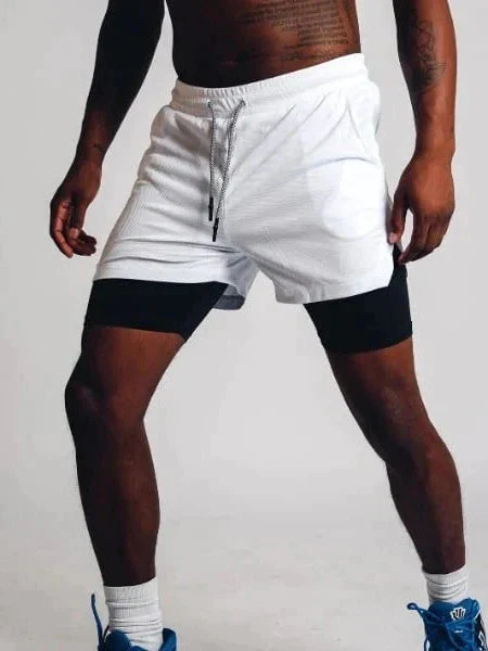 Patricius Fitness Shorts | Men's Double Layer Workout Shorts with Zipper Pockets - Image 3