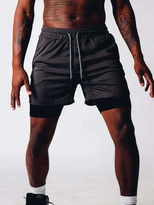 Patricius Fitness Shorts | Men's Double Layer Workout Shorts with Zipper Pockets - Image 6