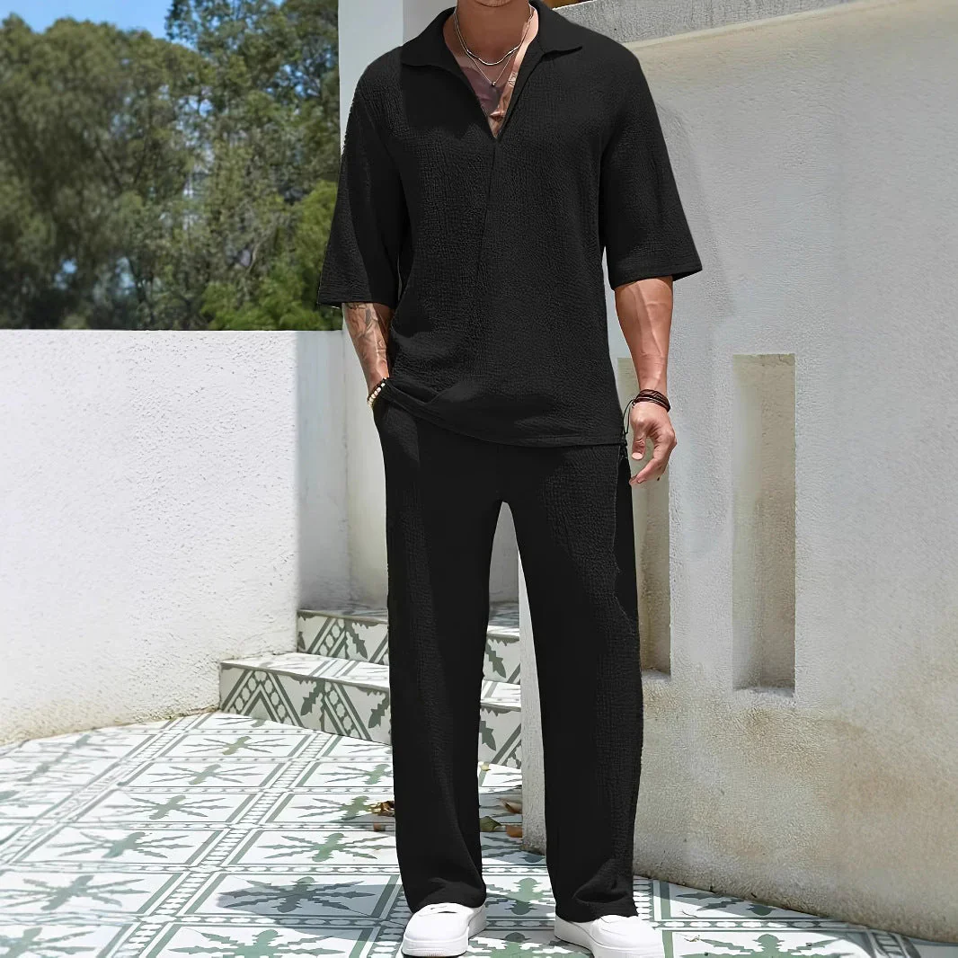 Paulo Co-ord Set | Half-Zip Shirt & Relaxed Trousers - Image 4