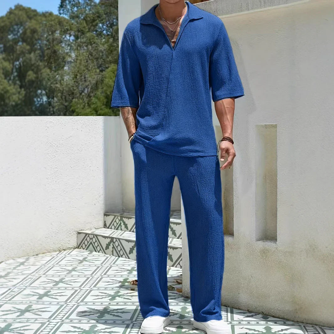 Paulo Co-ord Set | Half-Zip Shirt & Relaxed Trousers - Image 5