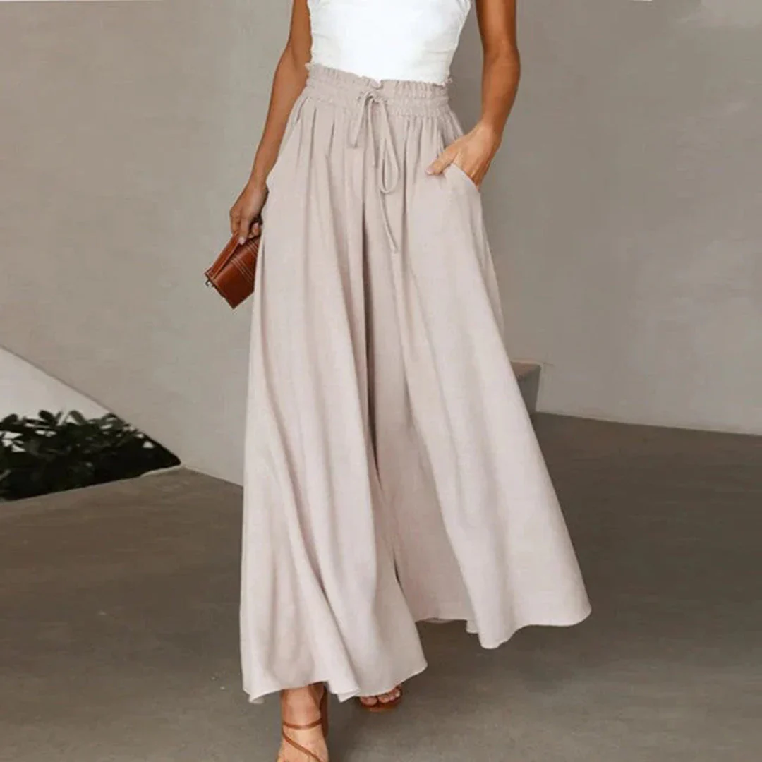 Perri Trousers | High-Waisted Flowy Wide-Leg Pants