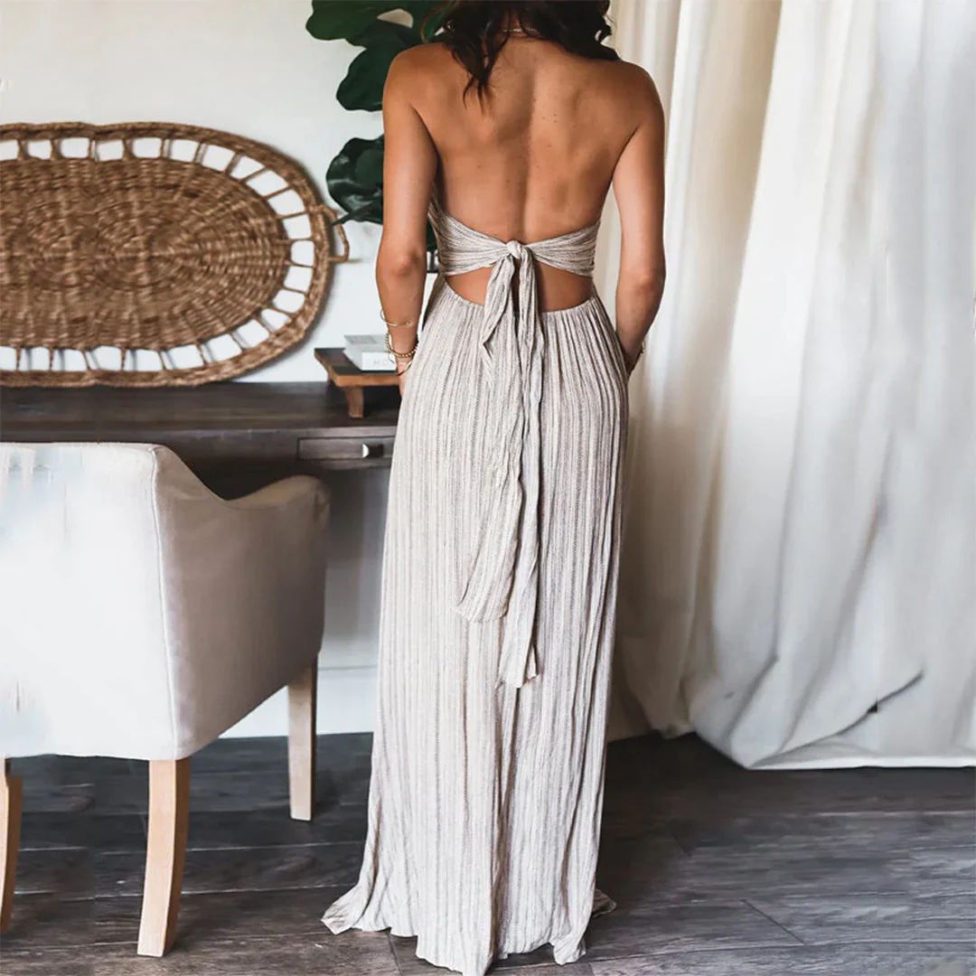 Petra Dress | Open Back U-Neck Halter Summer Dress - Image 2