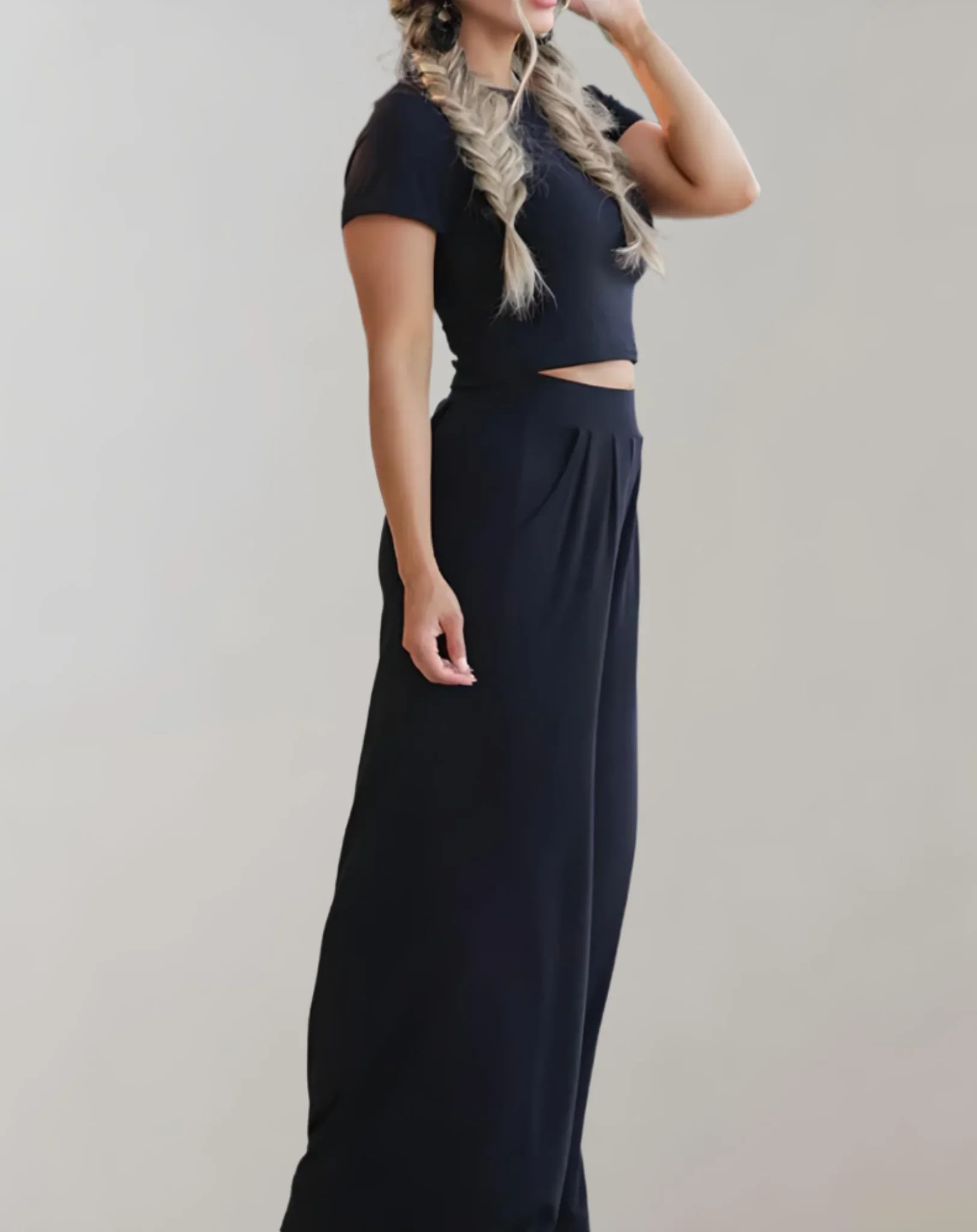 Petrina Two-Piece Co-ord Set | Crop Top & Wide-Leg Trousers