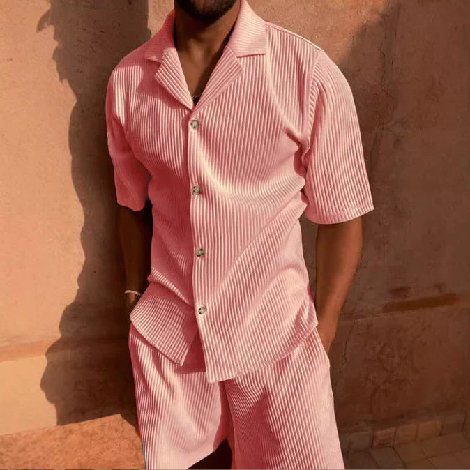 Phil Men’s Casual Set | Button-Up Shirt & Shorts - Image 5