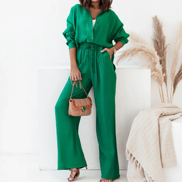 Philipa Casual Chic Set | Relaxed Shirt & Wide-Leg Pants - Image 2