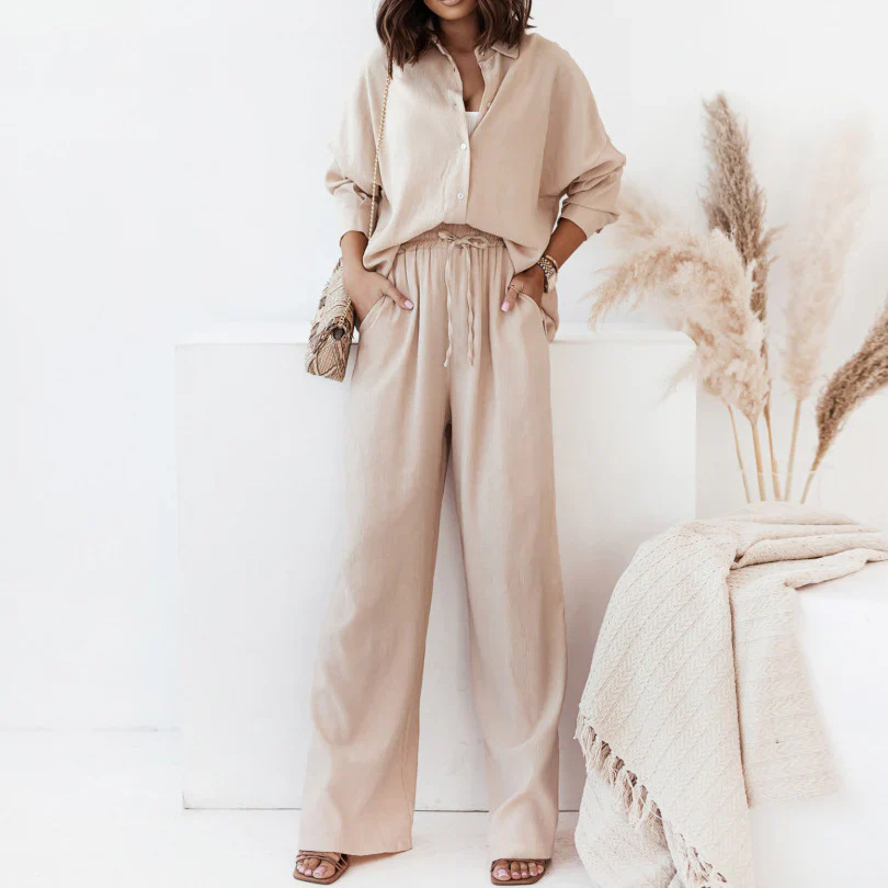 Philipa Casual Chic Set | Relaxed Shirt & Wide-Leg Pants - Image 3