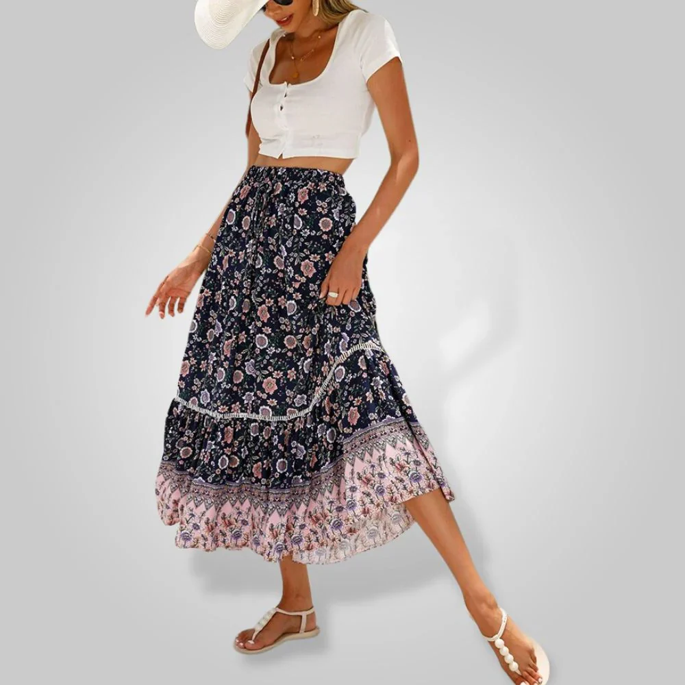 Philomene Maxi Skirt | Bohemian Floral Print with Flowing Fit - Image 3