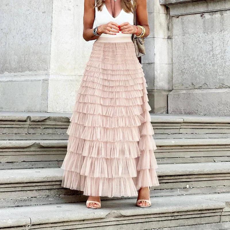 Pixie Skirt | Elegant Pleated Mesh Midi Skirt - Image 4