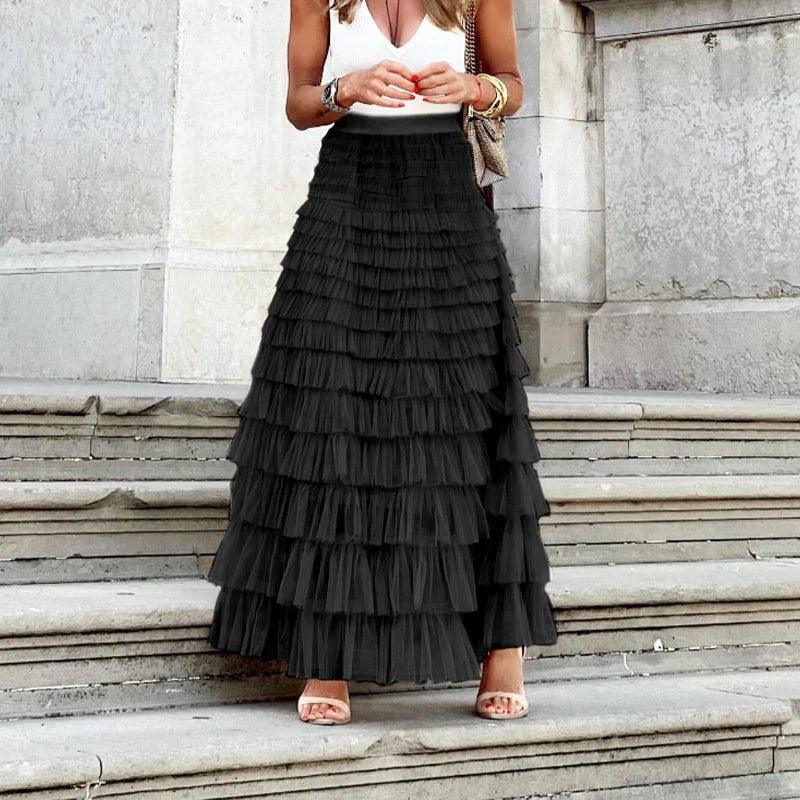 Pixie Skirt | Elegant Pleated Mesh Midi Skirt - Image 5
