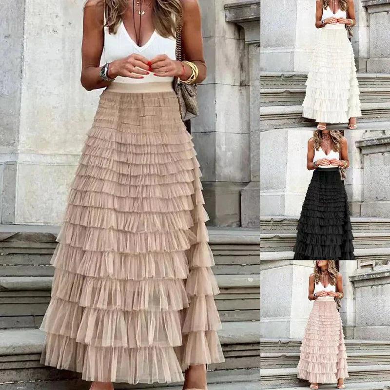 Pixie Skirt | Elegant Pleated Mesh Midi Skirt - Image 6