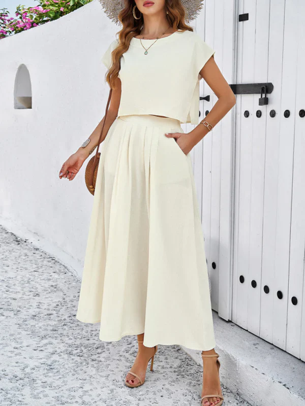 Qoma Set | Cap Sleeve Top and Flowy Skirt Set - Image 12