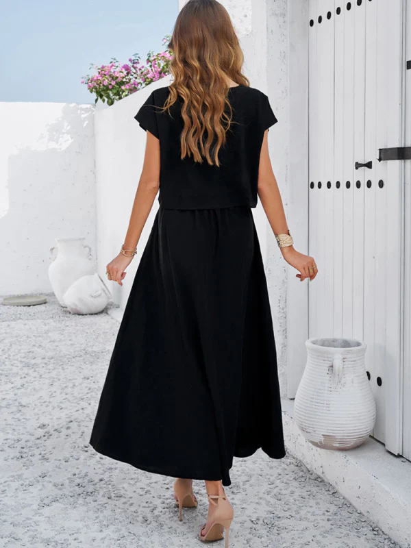 Qoma Set | Cap Sleeve Top and Flowy Skirt Set - Image 3