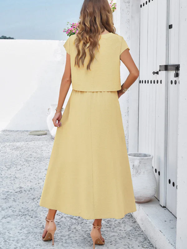 Qoma Set | Cap Sleeve Top and Flowy Skirt Set - Image 6