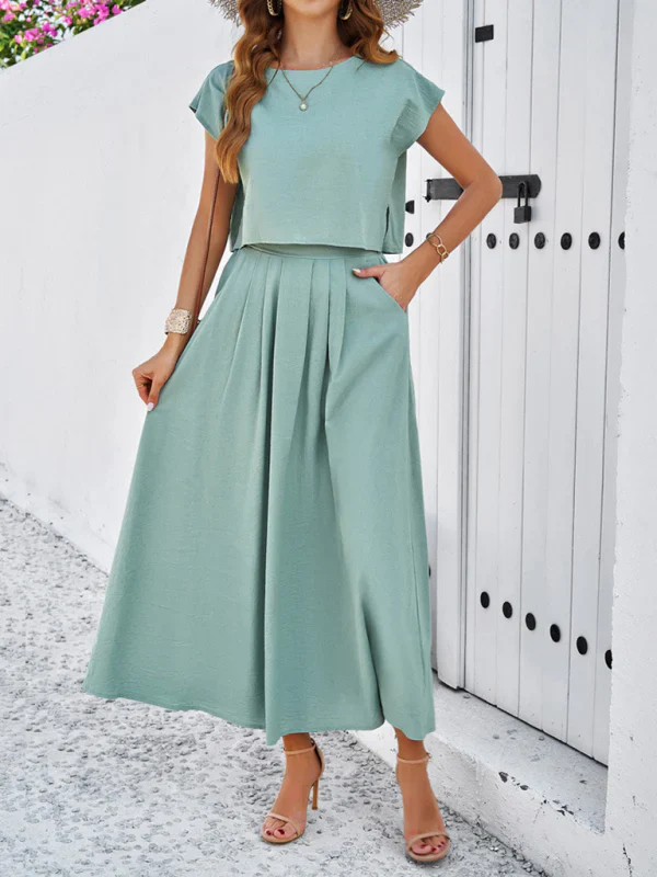Qoma Set | Cap Sleeve Top and Flowy Skirt Set - Image 8