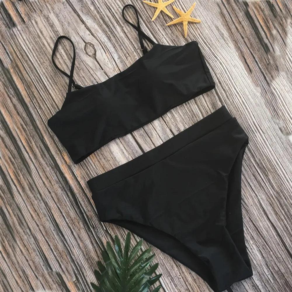 Queenie High-Waisted Bikini Set | Sleek Bandeau Top & Shaping Bottoms - Image 2