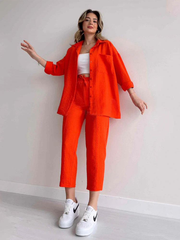Quintessa Co-Ord Set | Oversized Button-Up Shirt & Wide-Leg Trousers - Image 2