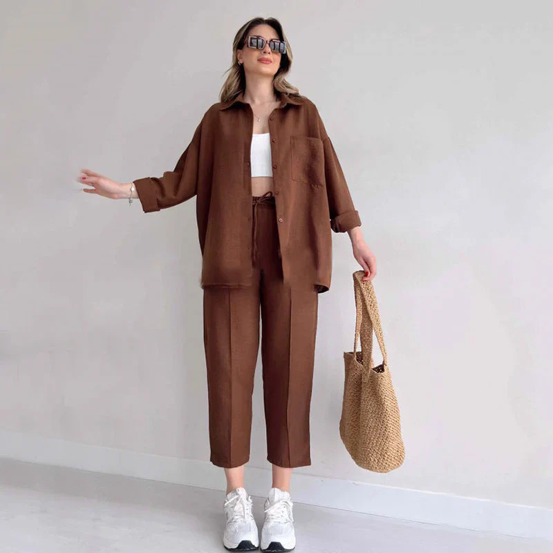 Quintessa Co-Ord Set | Oversized Button-Up Shirt & Wide-Leg Trousers - Image 3