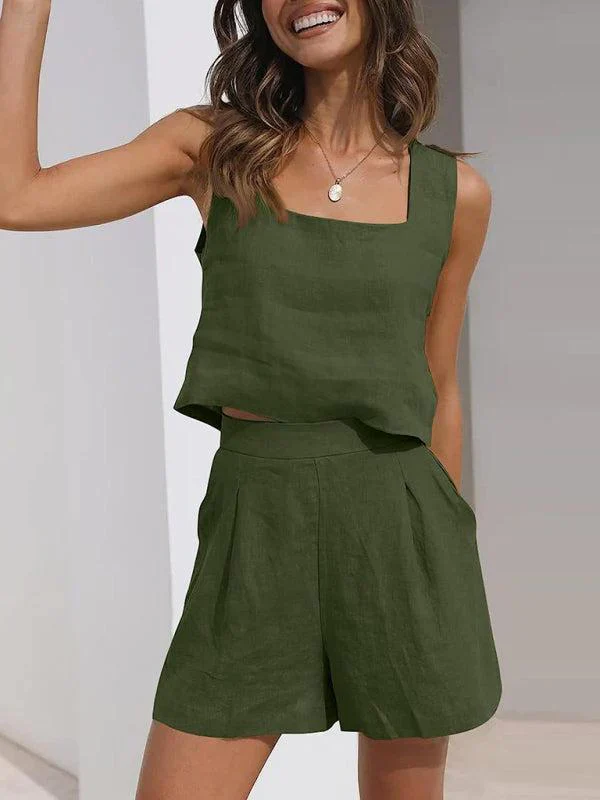 Qynessa Set | Cotton-Linen Top & Shorts - Image 2