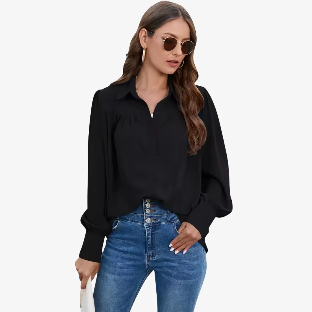 Qyrra Blouse | Women's Autumn Chiffon Lantern Sleeve Blouse - Image 2
