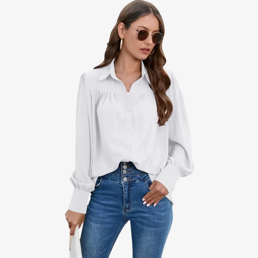 Qyrra Blouse | Women's Autumn Chiffon Lantern Sleeve Blouse - Image 4