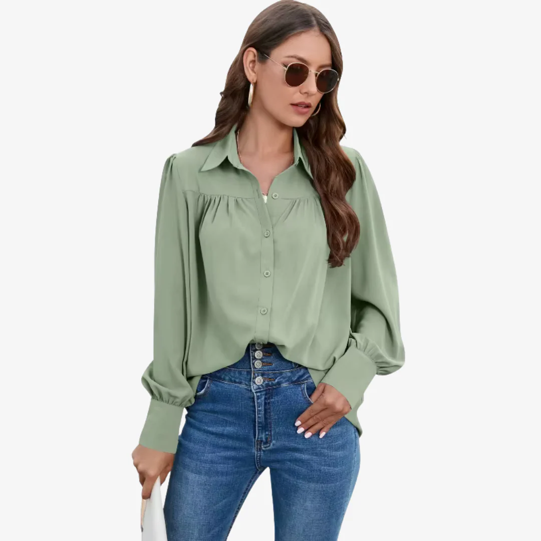 Qyrra Blouse | Women's Autumn Chiffon Lantern Sleeve Blouse - Image 5
