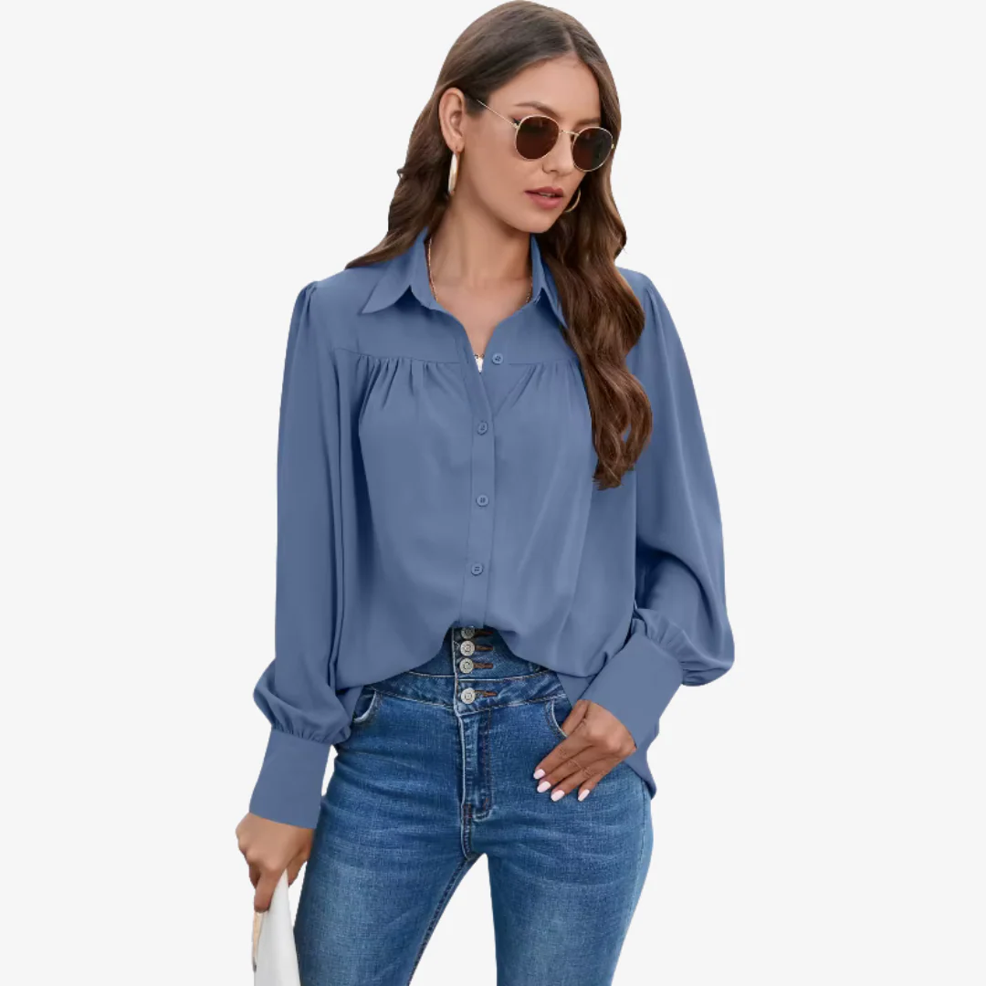 Qyrra Blouse | Women's Autumn Chiffon Lantern Sleeve Blouse - Image 6