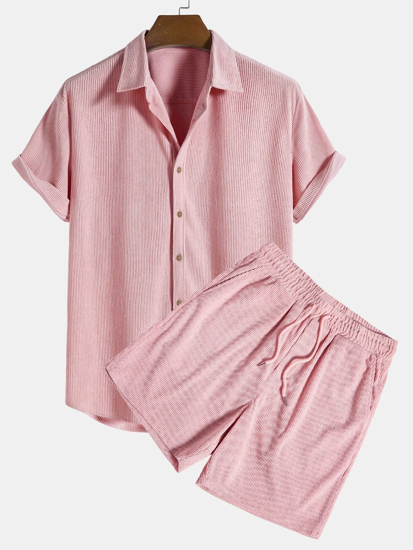 Renzo Men's Corduroy Shirt | Short Sleeve Casual Set - Image 5