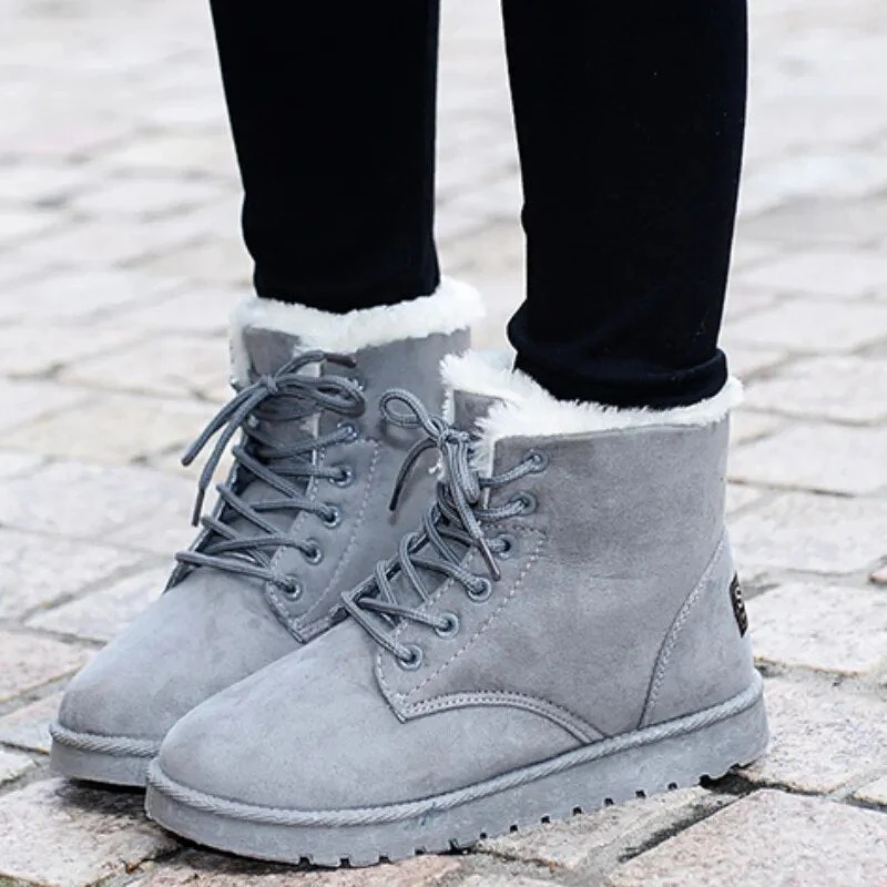 Rosie Ankle-Length Ankle Boots | Lace-Up Fur Trim Ankle Boots - Image 2