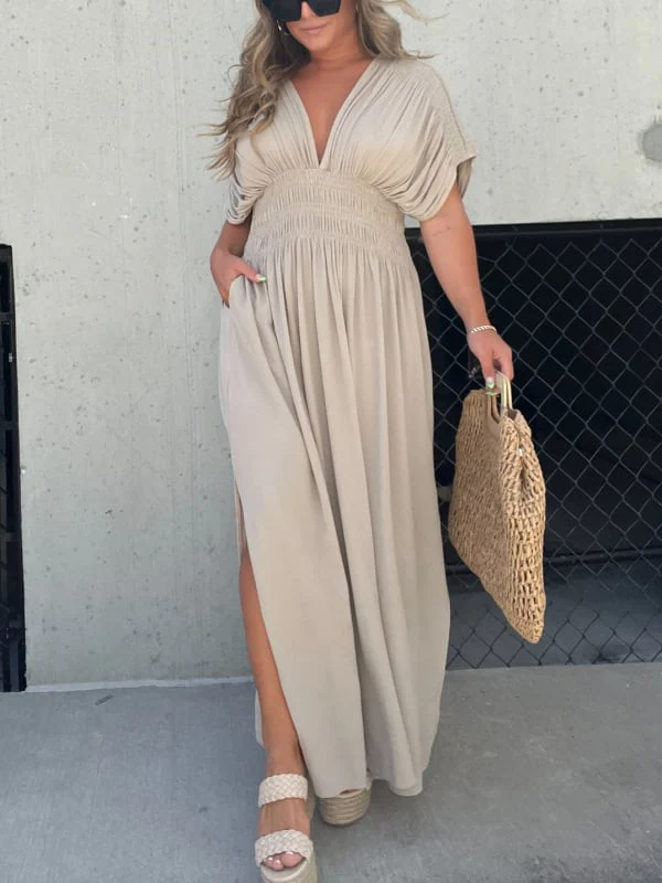 Sabine V-Neck Maxi Dress | Flowy Fit with Pockets - Image 6