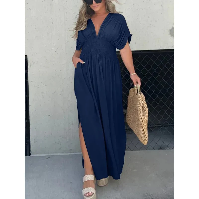Sabine V-Neck Maxi Dress | Flowy Fit with Pockets - Image 9