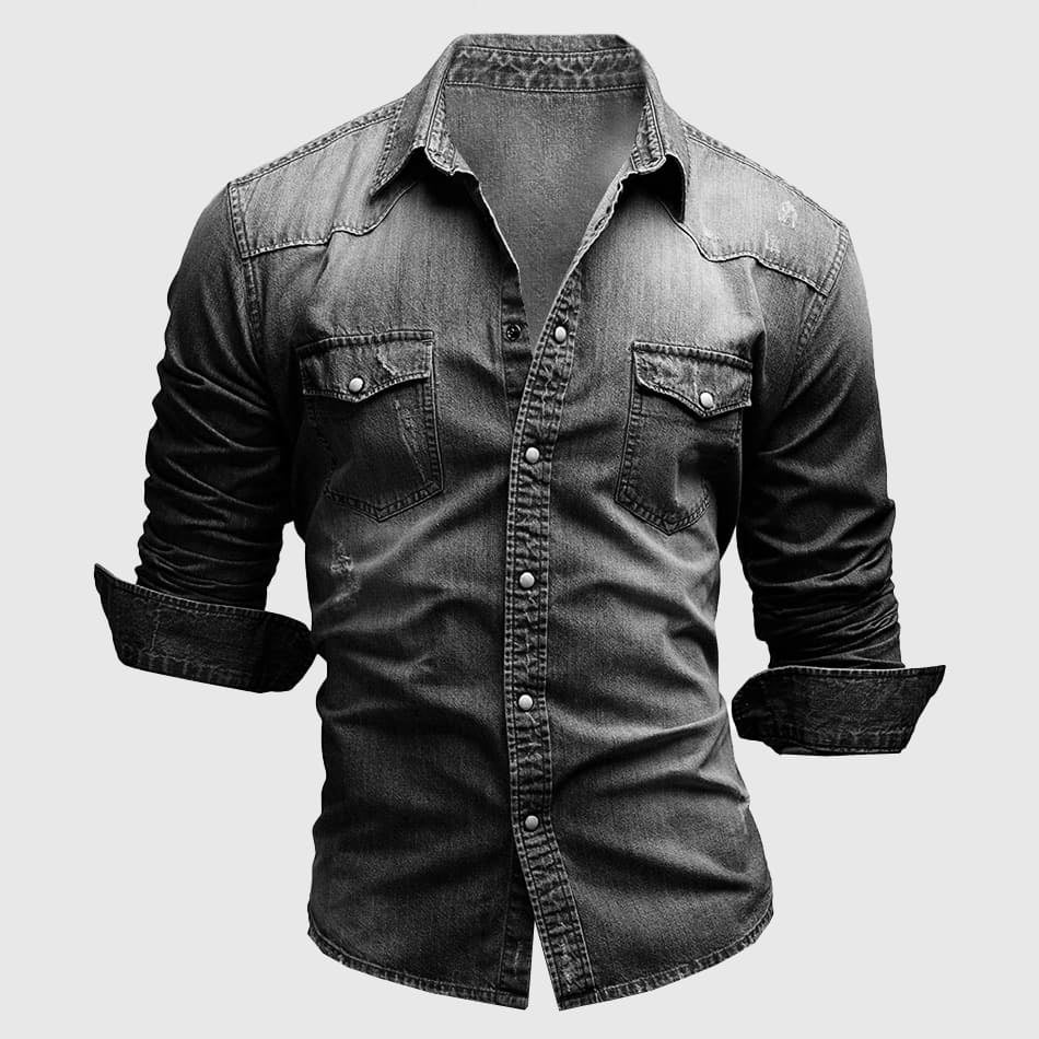 Samuel Denim Shirt | Distressed Button-Front Shirt - Image 3