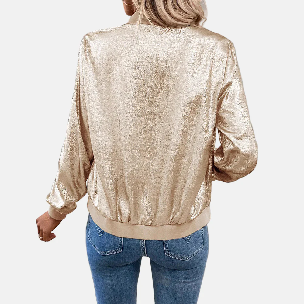 Sienna Bomber Jacket | Relaxed Fit Textured Hip-Length Jacket - Image 2