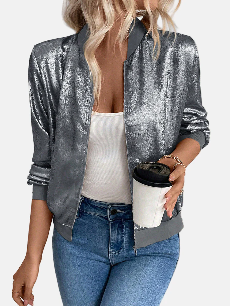 Sienna Bomber Jacket | Relaxed Fit Textured Hip-Length Jacket - Image 4