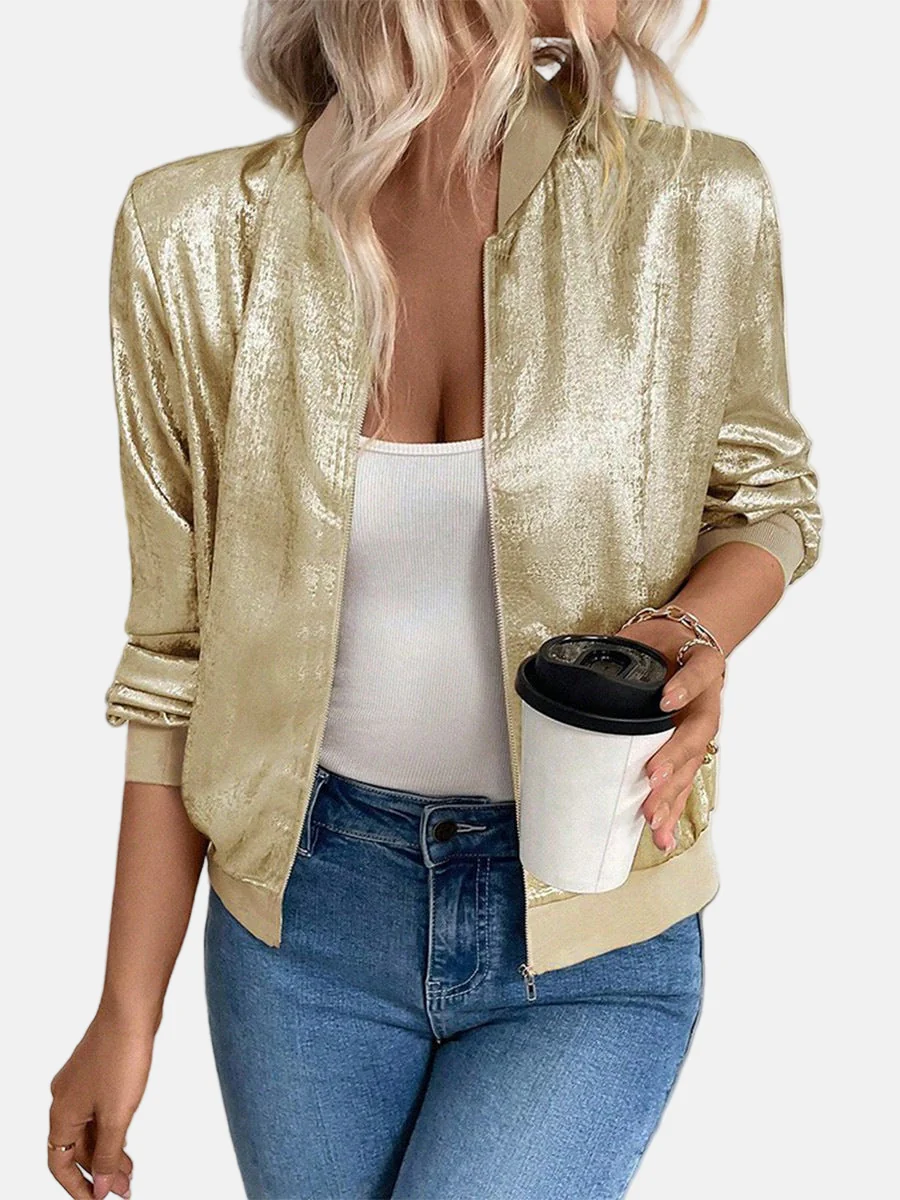 Sienna Bomber Jacket | Relaxed Fit Textured Hip-Length Jacket - Image 6