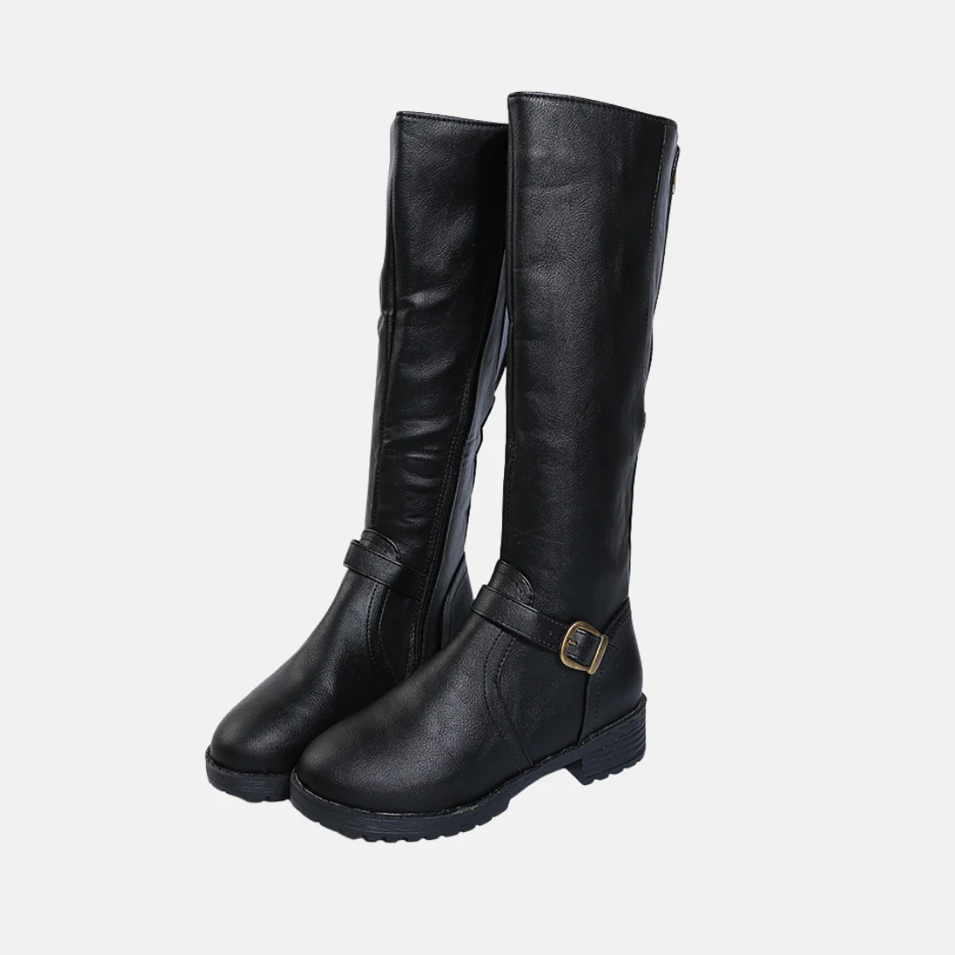 Sienna Knee High Boots | Buckle Strap Low Block Heel Boots - Image 5