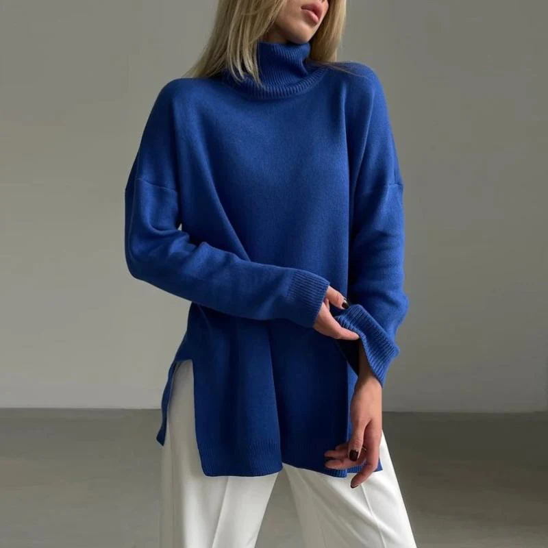 Sienna Oversized Turtleneck Sweater | Side Slits Long Sleeve Sweater - Image 2