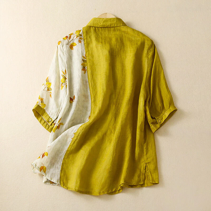 Sienna Relaxed Fit Blouse | Leaf Print Button Front Blouse - Image 3
