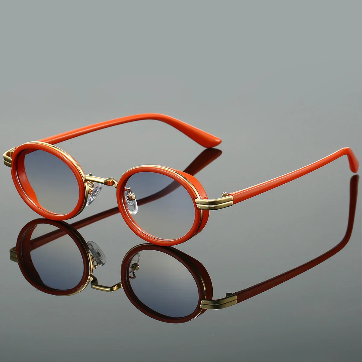 Sienna Solid Oval Sunglasses | Gradient Lenses Gold-Tone Accents Oval Sunglasses