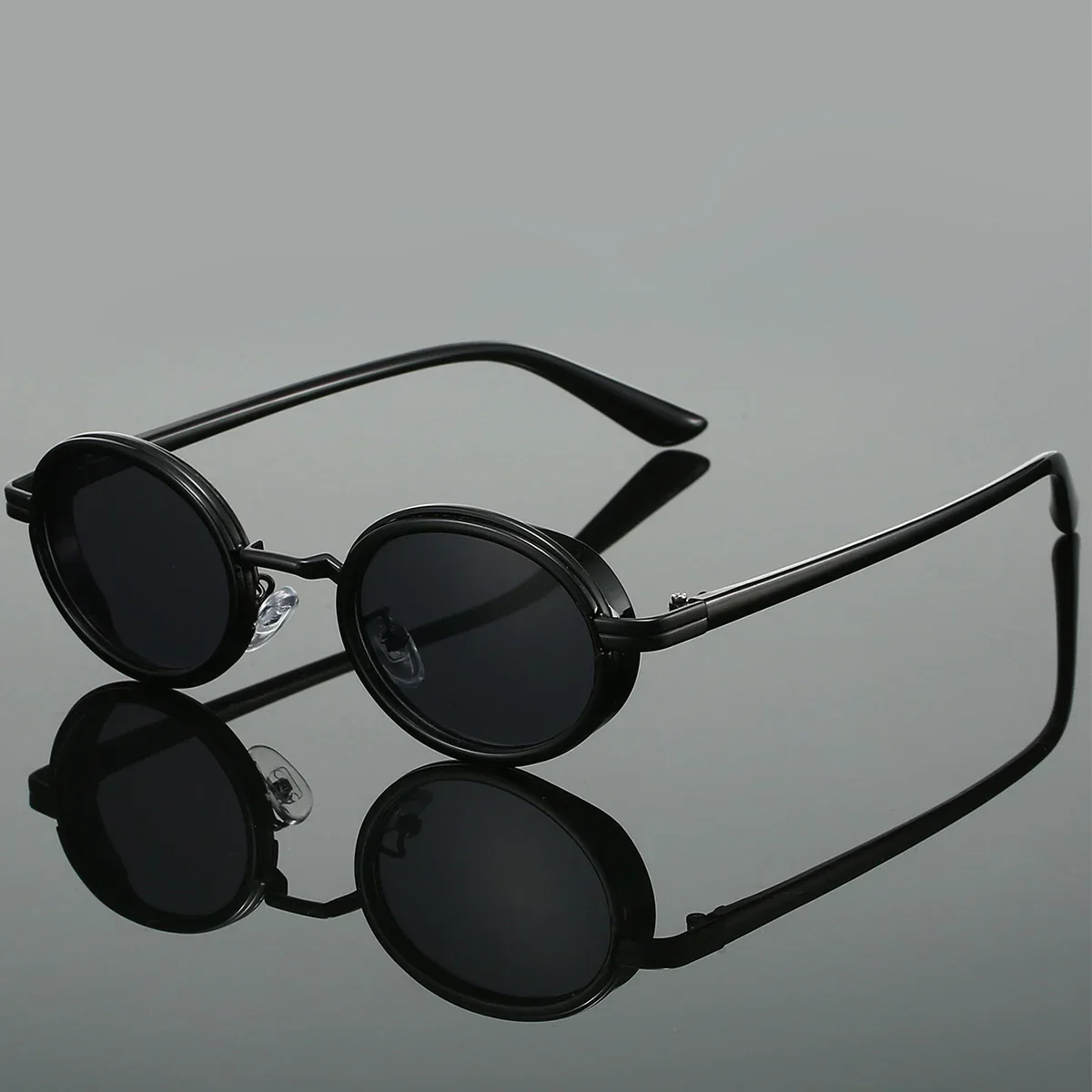 Sienna Solid Oval Sunglasses | Gradient Lenses Gold-Tone Accents Oval Sunglasses - Image 6