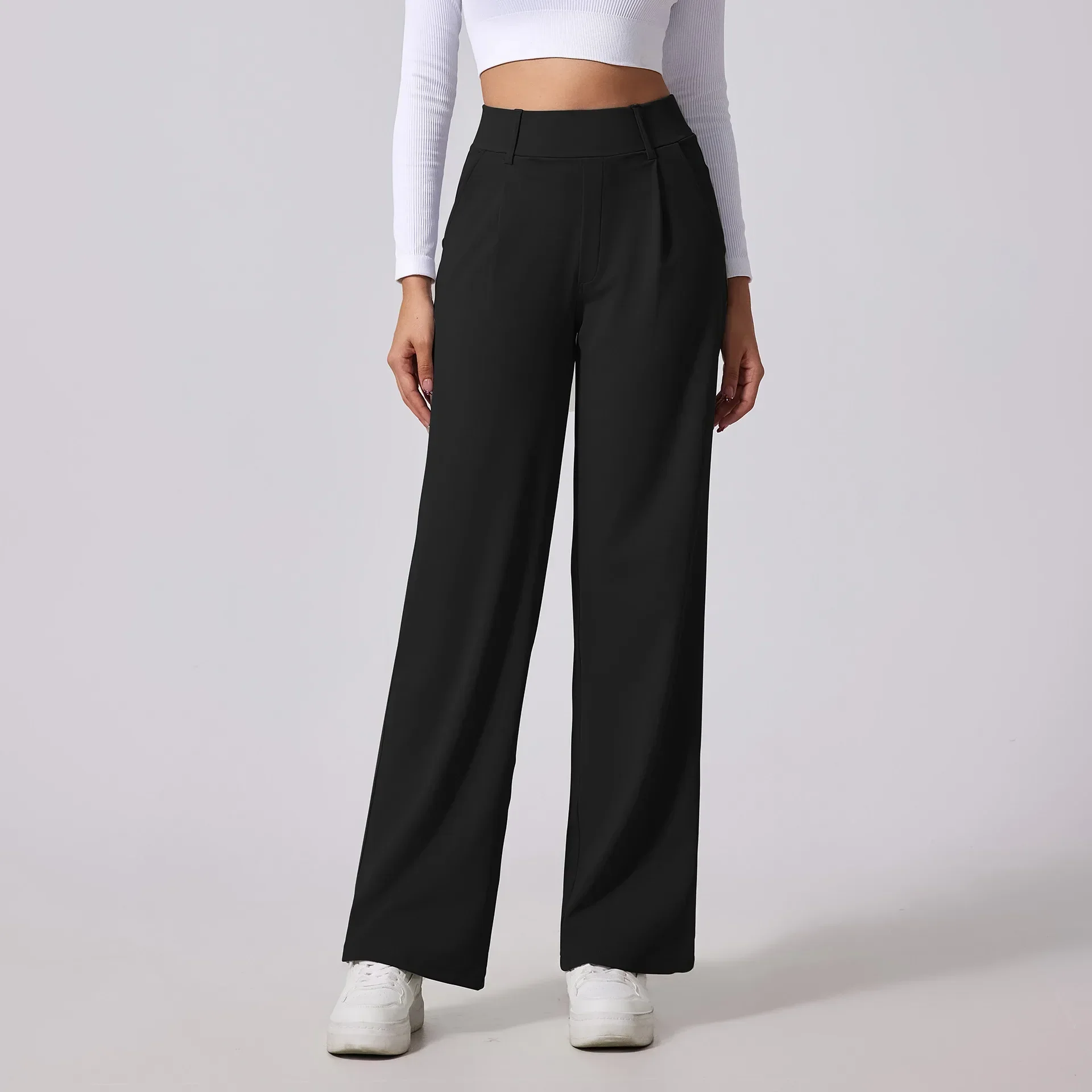 Sienna Wide Leg Slacks | Pleated High Waist Pockets Slacks - Image 4