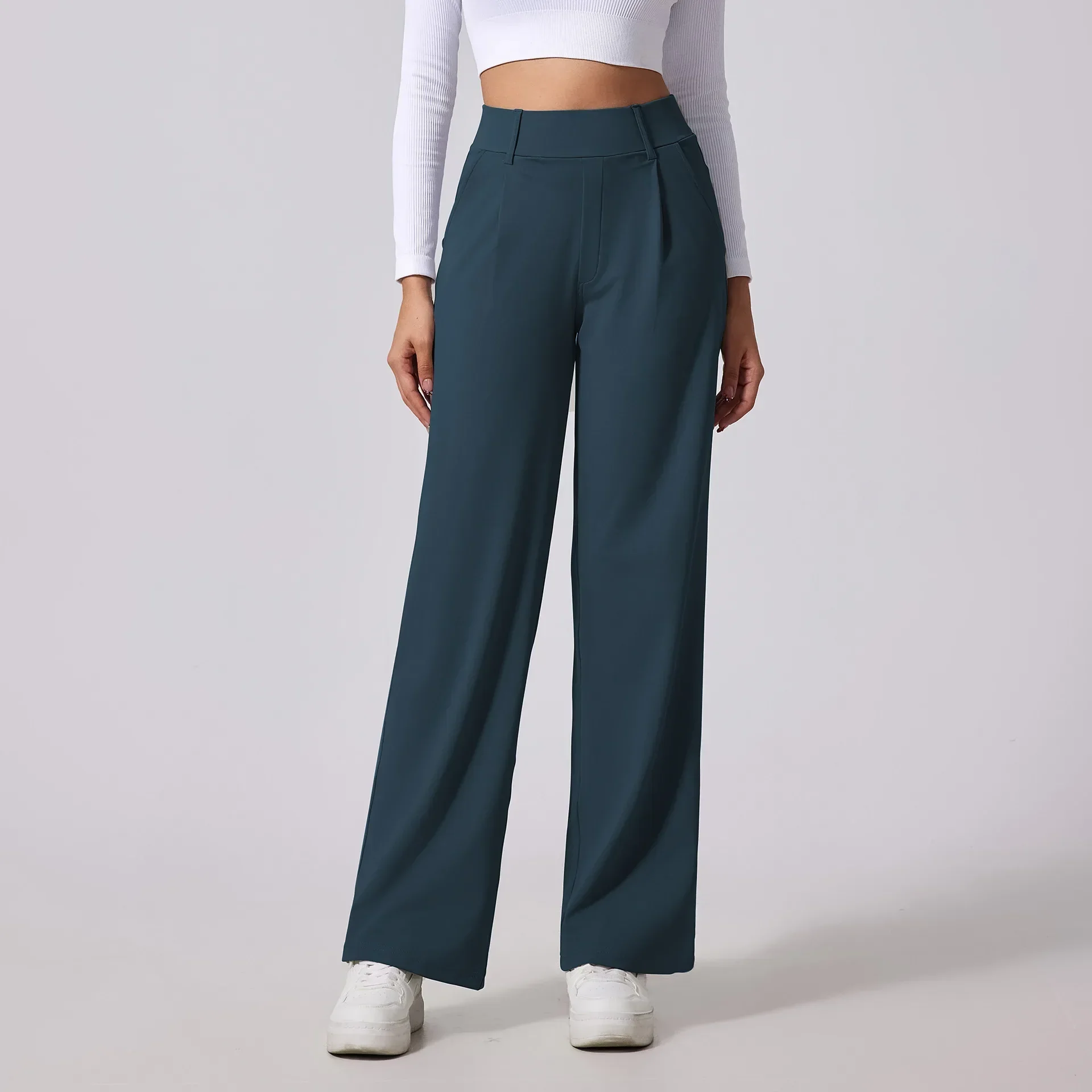 Sienna Wide Leg Slacks | Pleated High Waist Pockets Slacks - Image 5