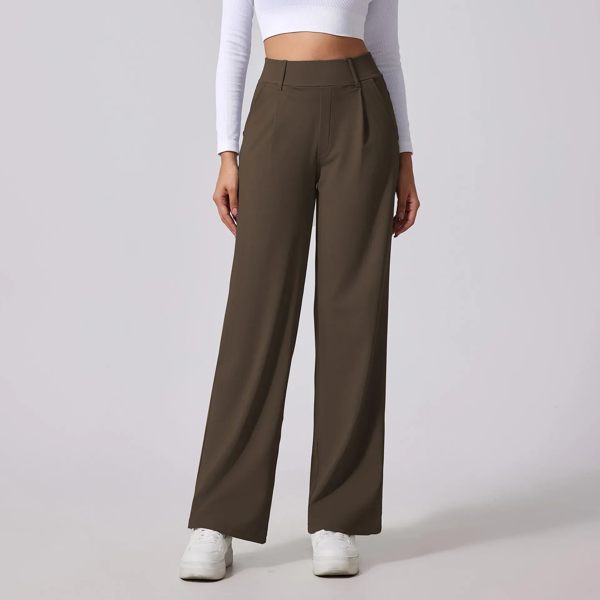 Sienna Wide Leg Slacks | Pleated High Waist Pockets Slacks - Image 7