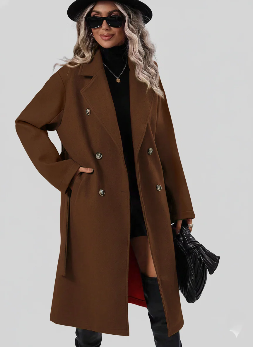 Sienna A-Line Trench Coat | Double-Breasted Belted Coat - Image 4