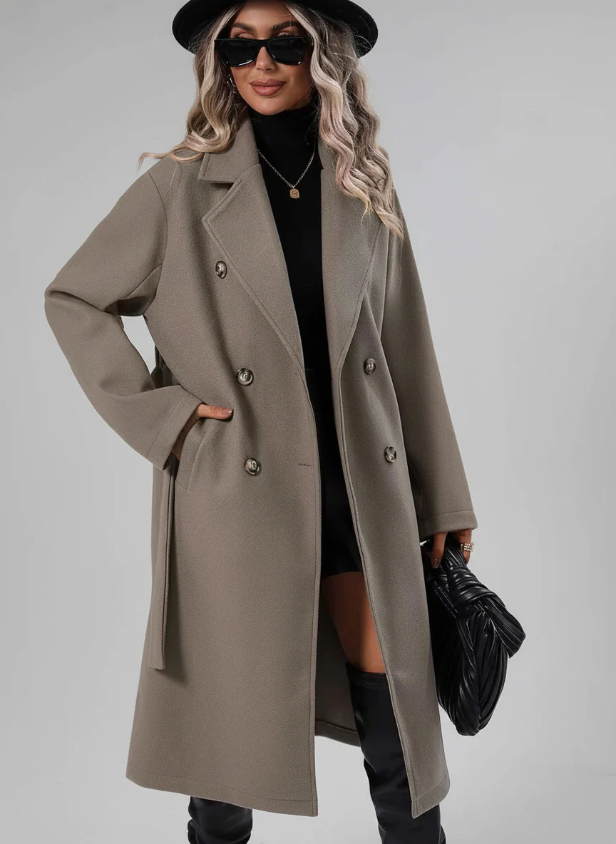 Sienna A-Line Trench Coat | Double-Breasted Belted Coat - Image 5