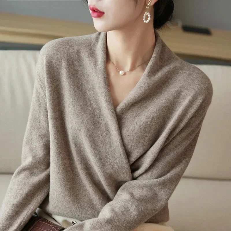 Sofia Relaxed Fit Wrap Sweater | V-Neck Long Sleeve Sweater - Image 2