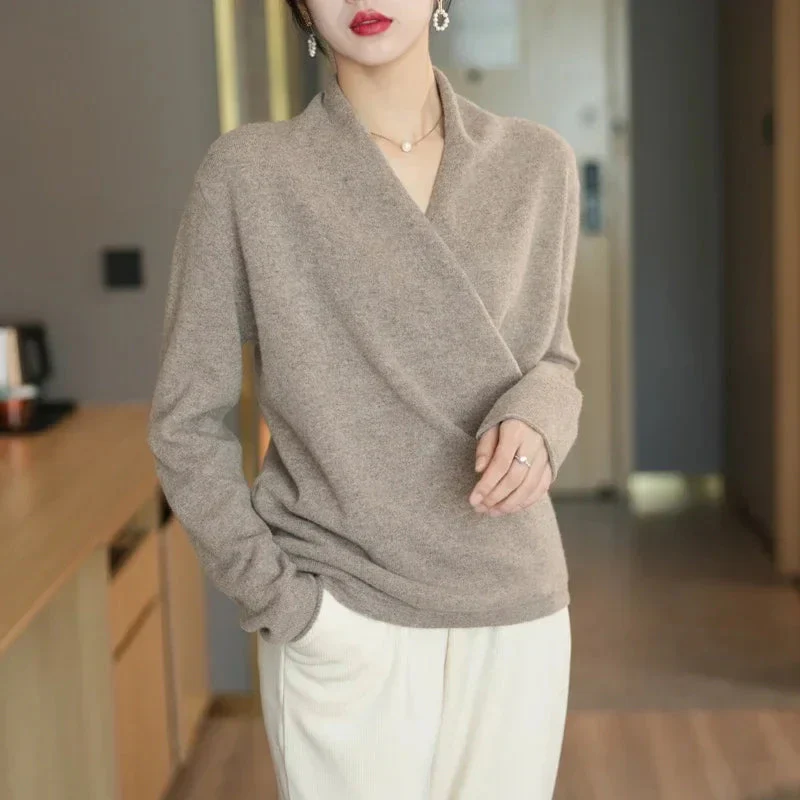 Sofia Relaxed Fit Wrap Sweater | V-Neck Long Sleeve Sweater - Image 3